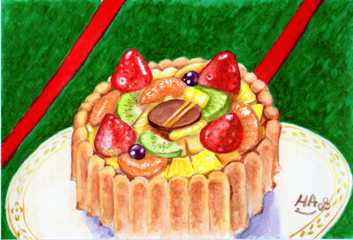 ケーキ(水彩画)