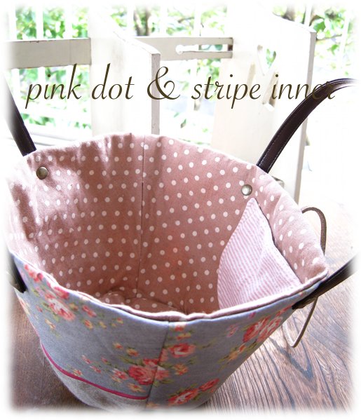 グレー花柄リネンのマルシェ内布