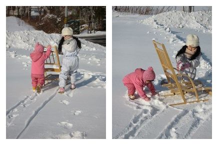 雪に夢中な子供達♪