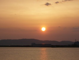 夕焼け　豊川橋