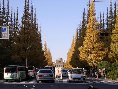 神宮外苑のイチョウ並木　 絵画館の見える風景。。