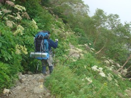 大門沢小屋へ下山