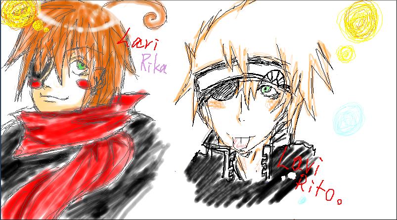 璃斗と里花の絵ﾁｬ・ﾗﾋﾞ