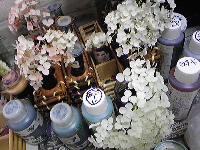 押し花スノーボール染色03