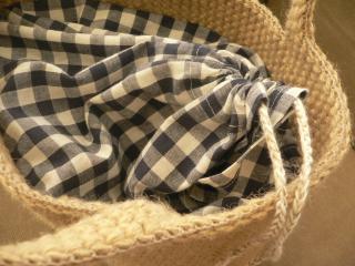 麻ひもバッグ内布