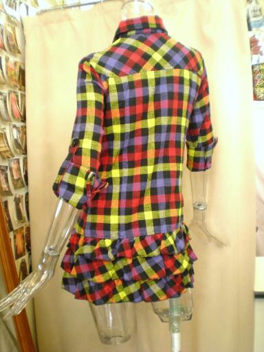 チェックティアードシャツワンピ