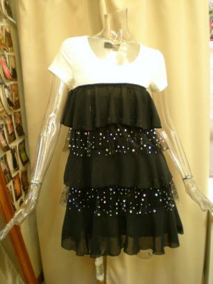 シフォンテイアードワンピ