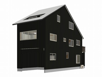 木造３階建て　ブラック