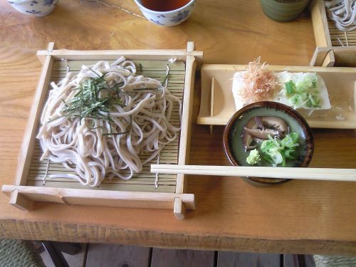 ざるそば　と　硬い五箇山豆腐