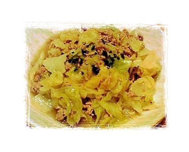 キャベツ豚ひき肉盛り付け