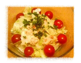 さっぱりカニほぐし身乗せレタスサラダ