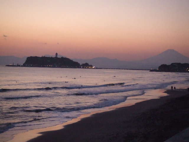 夕方の江ノ島＆富士山