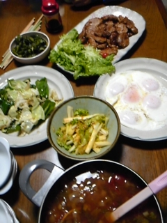 トマトスープと豚ヒレ肉の照り焼き０１１２