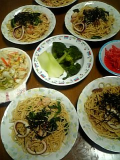 イカと海老の和風パスタ０１２３