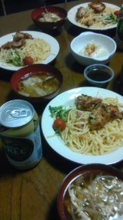 明太子パスタとキリンフリー０９０５