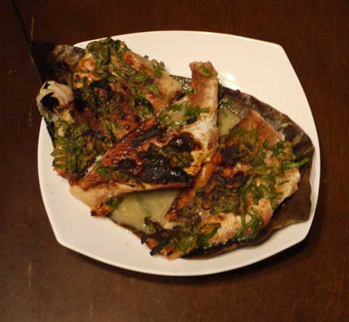 白身魚の朴葉味噌焼き