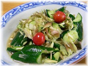 キュウリとミョウガの甘酢和え