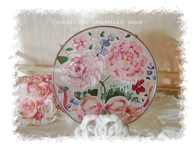 リボン＆薔薇のサンキャッチャー