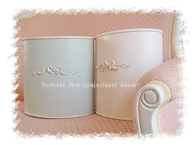 リボンモチーフ　ディンティトラッシュボックス♪ブルー＆ホワイト