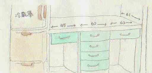 収納カウンターの絵です