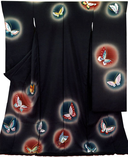 振袖：丸取りぼかしに蝶1