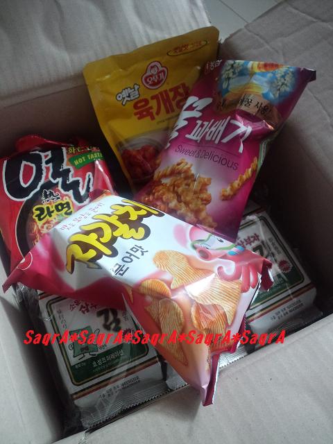家に届いた韓国食物