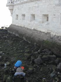 ベレンの塔の蟹獲り親子