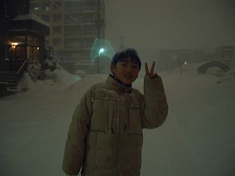 猛吹雪の中（帰路）