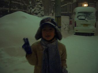 猛吹雪の中（帰路）