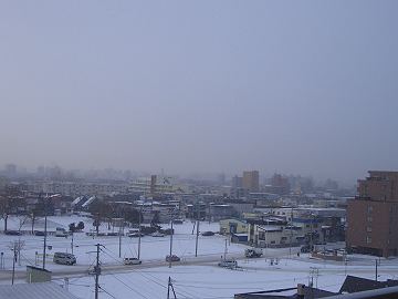 雪雲に覆われていく札幌