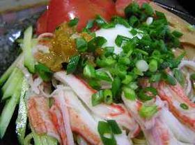 温泉卵の梅葱冷やし中華