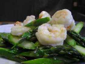 海老とアスパラの塩炒め