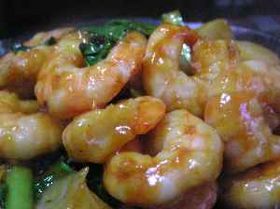 野菜たっぷりのエビチリ