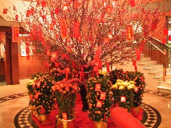 旧正月でホテルには新年のディスプレイ