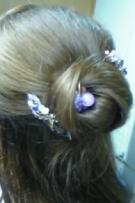 天然石のかんざしクリップ＆Ｕピンでおだんごハーフ