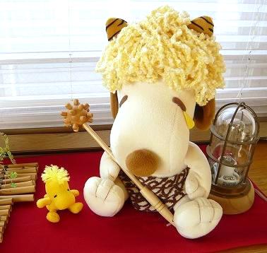 ２０１１年節分／和室の出窓（着せ替えスヌーピー）