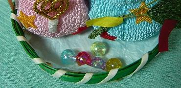 和紙ちりめんお手玉(七夕かご入)／ビーズ