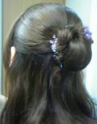 天然石のかんざしクリップでおだんごハーフ／後