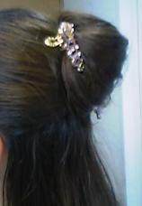 ３本足クリップ３つでハーフアップ／左