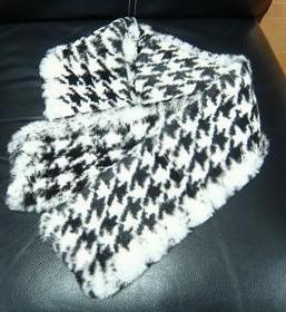 ラビット ファー マフラー／千鳥格子