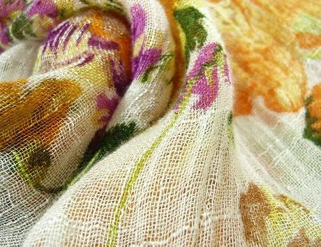 花柄 ストールType5（タイプ６）／生地アップ（２度洗い後）