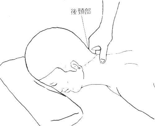 後頚部の指の押さえ方