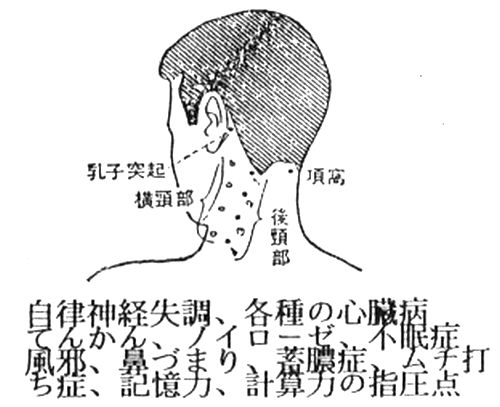 横頚・後頚部の指圧ポイント