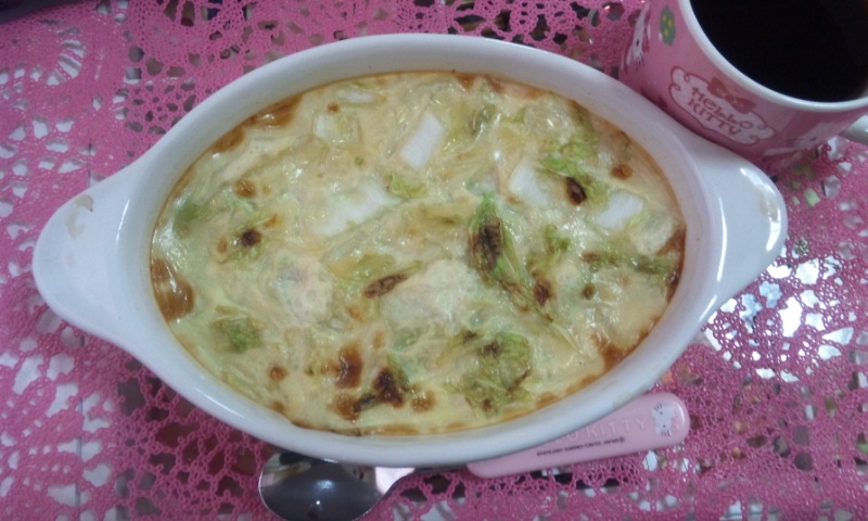 白菜の味噌豆乳グラタン