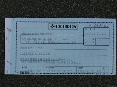 近鉄三日間乗り放題券