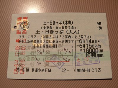 土日きっぷ本券