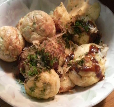 水菜入りのたこ焼き。見た目はわかんない！