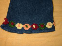 刺繍パンツ裾