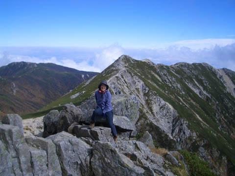宝剣岳山頂にて