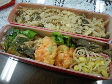 鯵の梅揚げと海老かき揚げ弁当.JPG